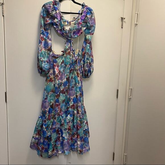 Patbo Blossom Floral Cut Out Chiffon Maxi Dress - Picture 14 of 14